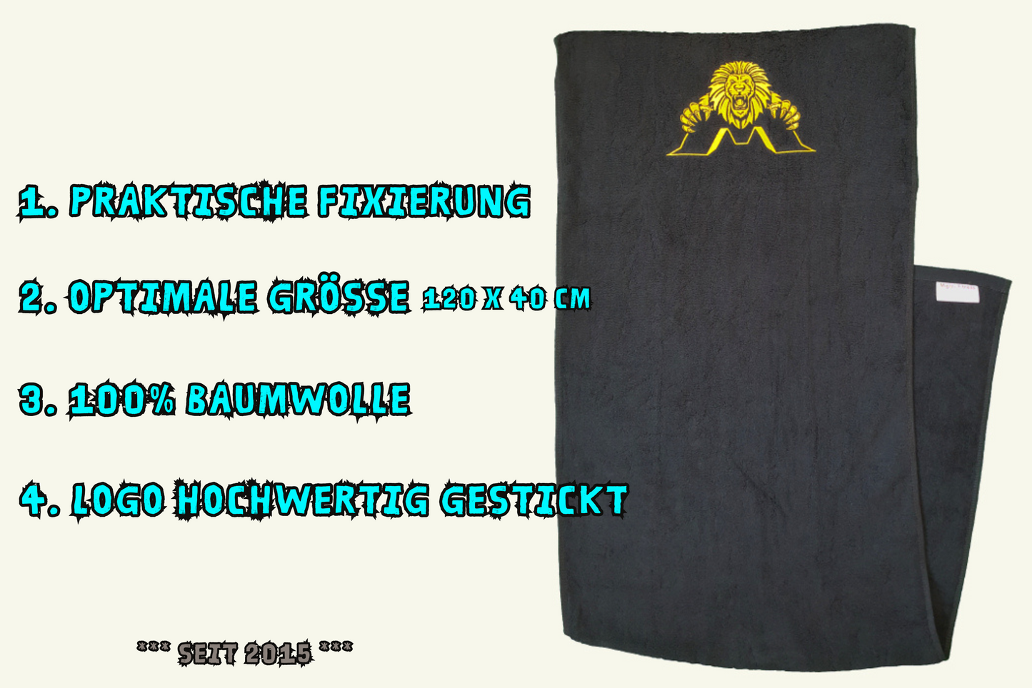 Fitnesshandtuch mit Fixierung - Premium - Logo gestickt - RESTPOSTEN