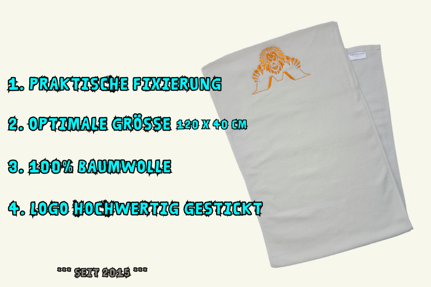 Fitnesshandtuch mit Fixierung - Premium - Logo gestickt - RESTPOSTEN