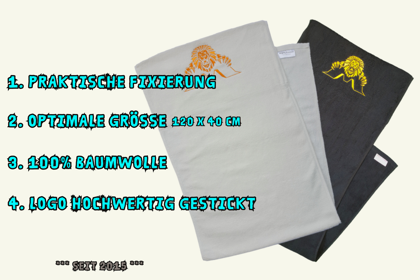 Fitnesshandtuch mit Fixierung - Premium - Logo gestickt - RESTPOSTEN