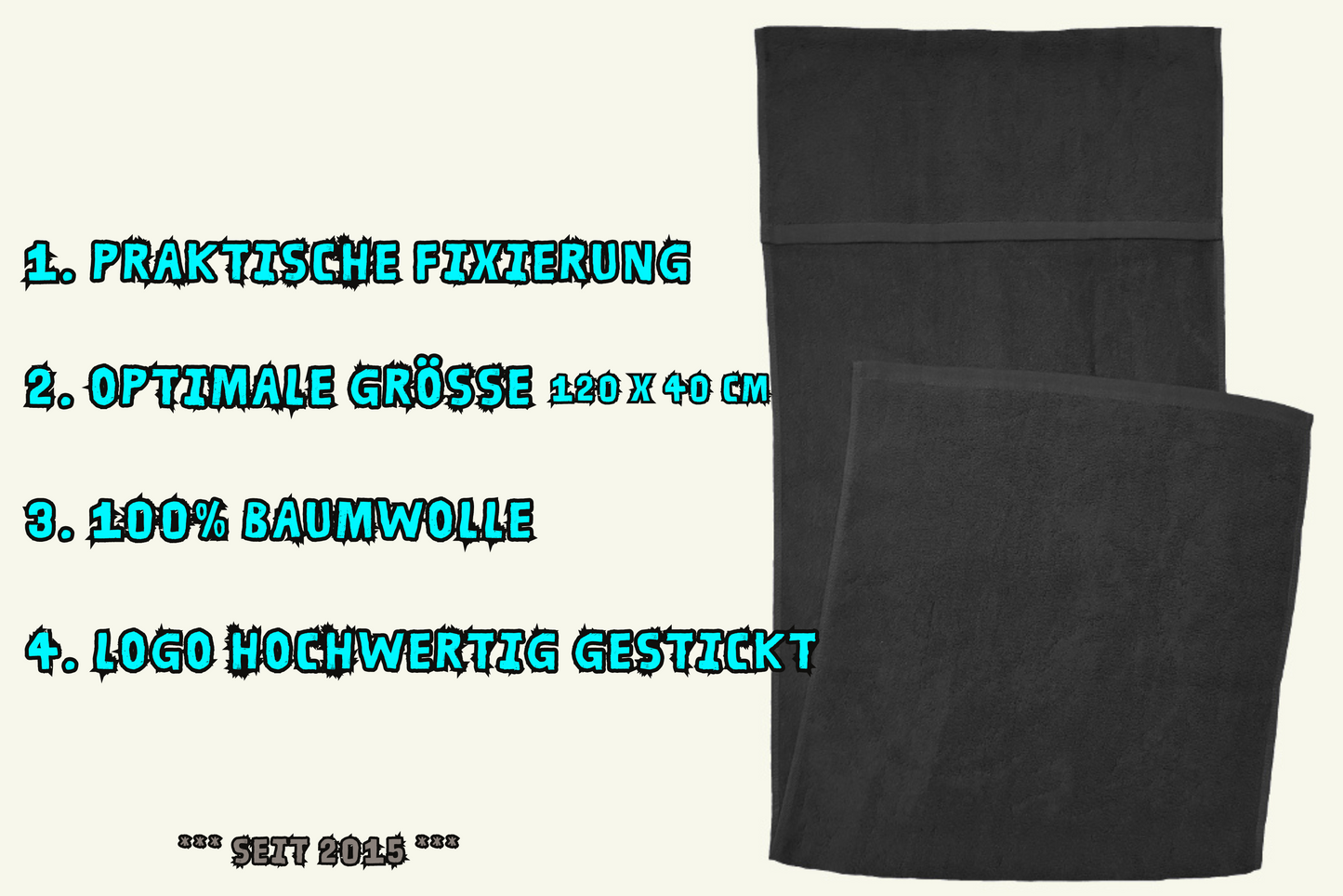 Fitnesshandtuch mit Fixierung - Premium - Logo gestickt - RESTPOSTEN